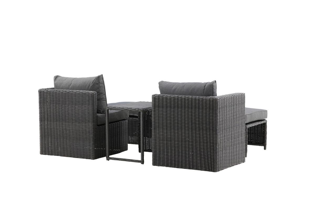 GARTENSET QUAD - Schwarz/Grau, KONVENTIONELL, Kunststoff/Metall - Gardenson