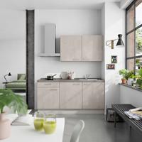 Küchenblock Riva Low m. Geräten Grau - Schieferfarben/Edelstahlfarben, MODERN, Holzwerkstoff/Metall (180cm) - Nobilia