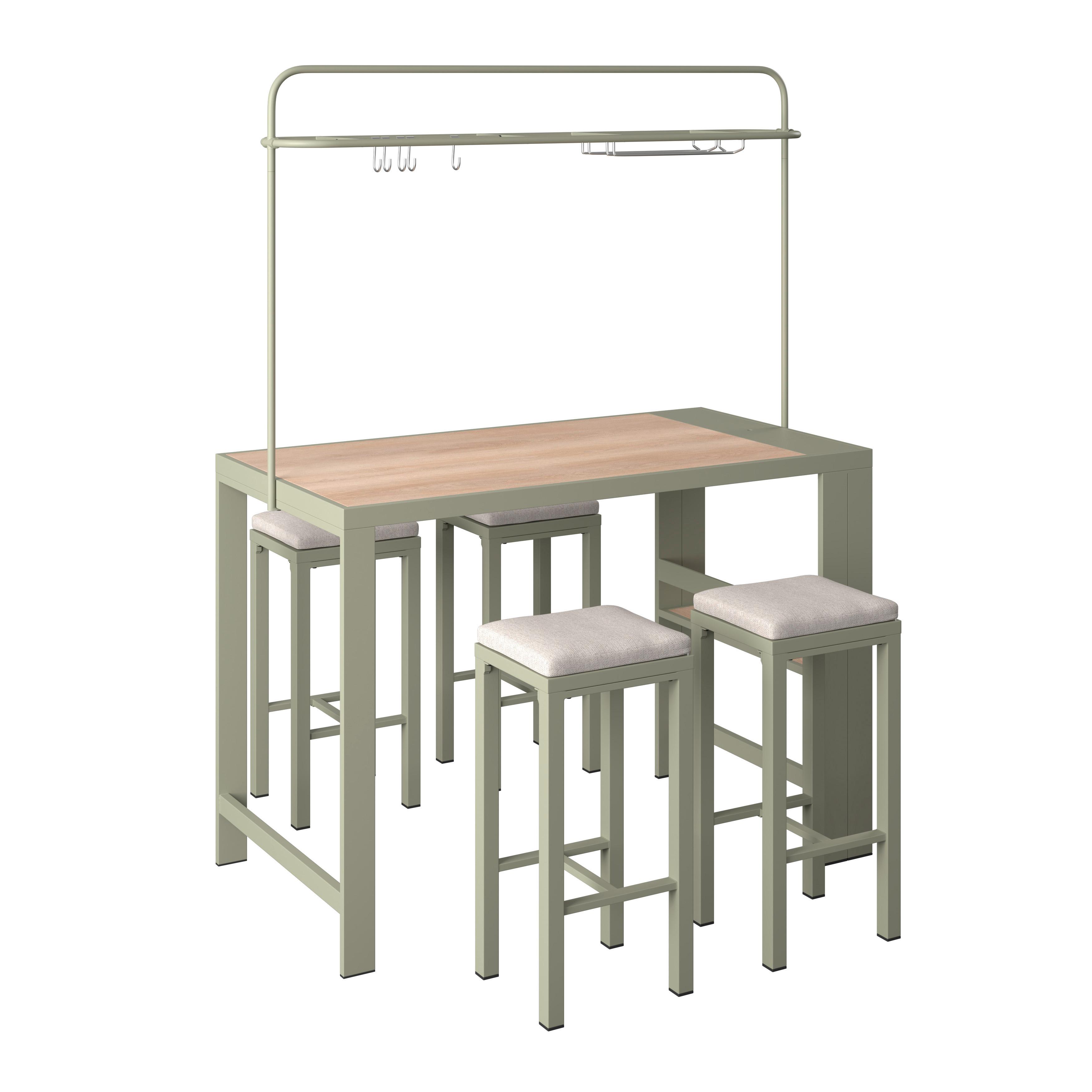 UTEMÖBLER SET NELLI 2 - beige/grön, Modern, metall/textil (80/157/209cm)