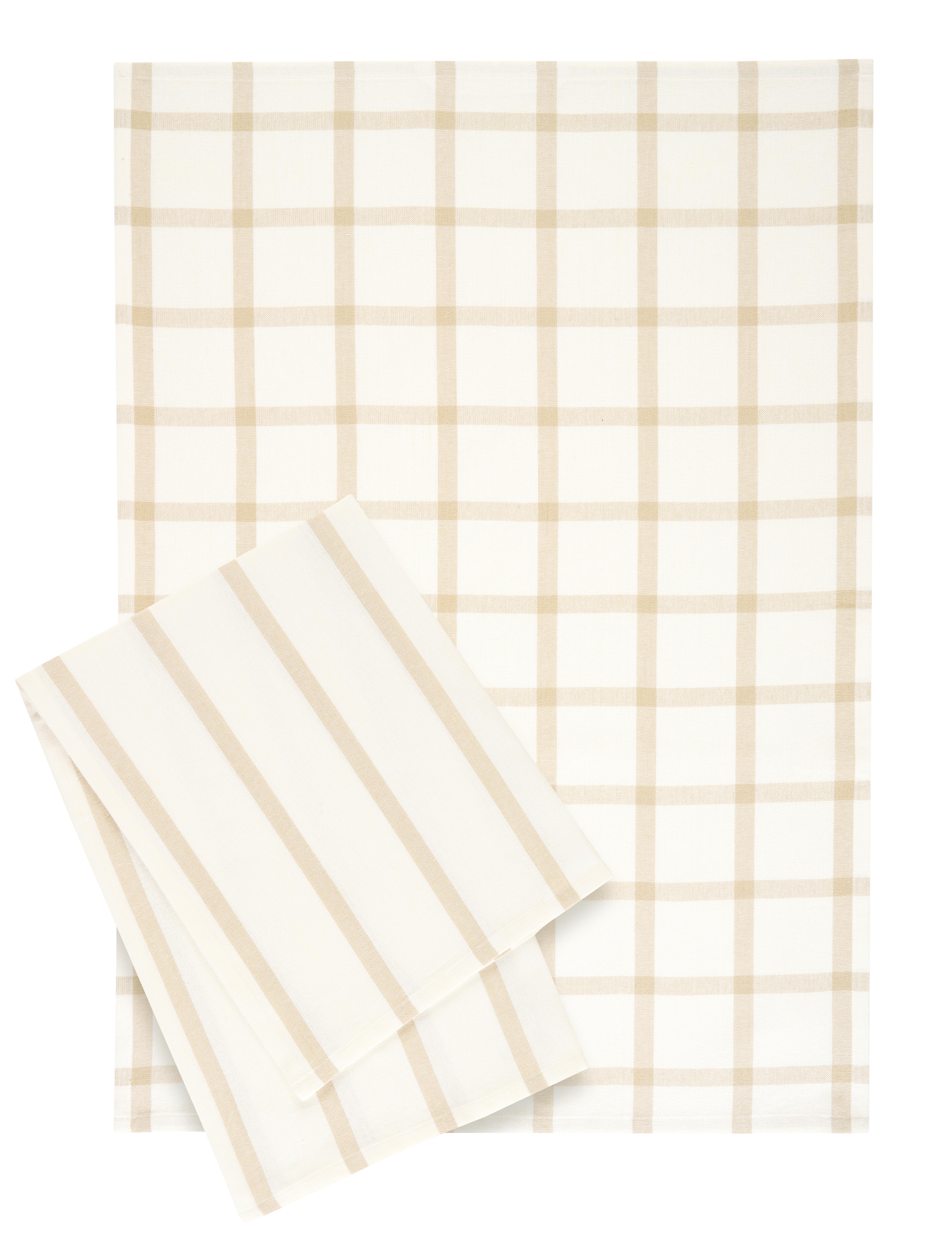 Geschirrtuch-Set Emma Weiß/Beige, 2-teilig - Beige/Weiß, KONVENTIONELL, Textil (50/70cm) - Mömax
