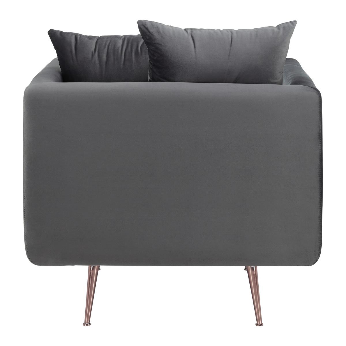 Relaxsessel Luis Grau Samt - Roségold/Grau, MODERN, Holz/Textil (90/87/87cm) - Bessagi Home