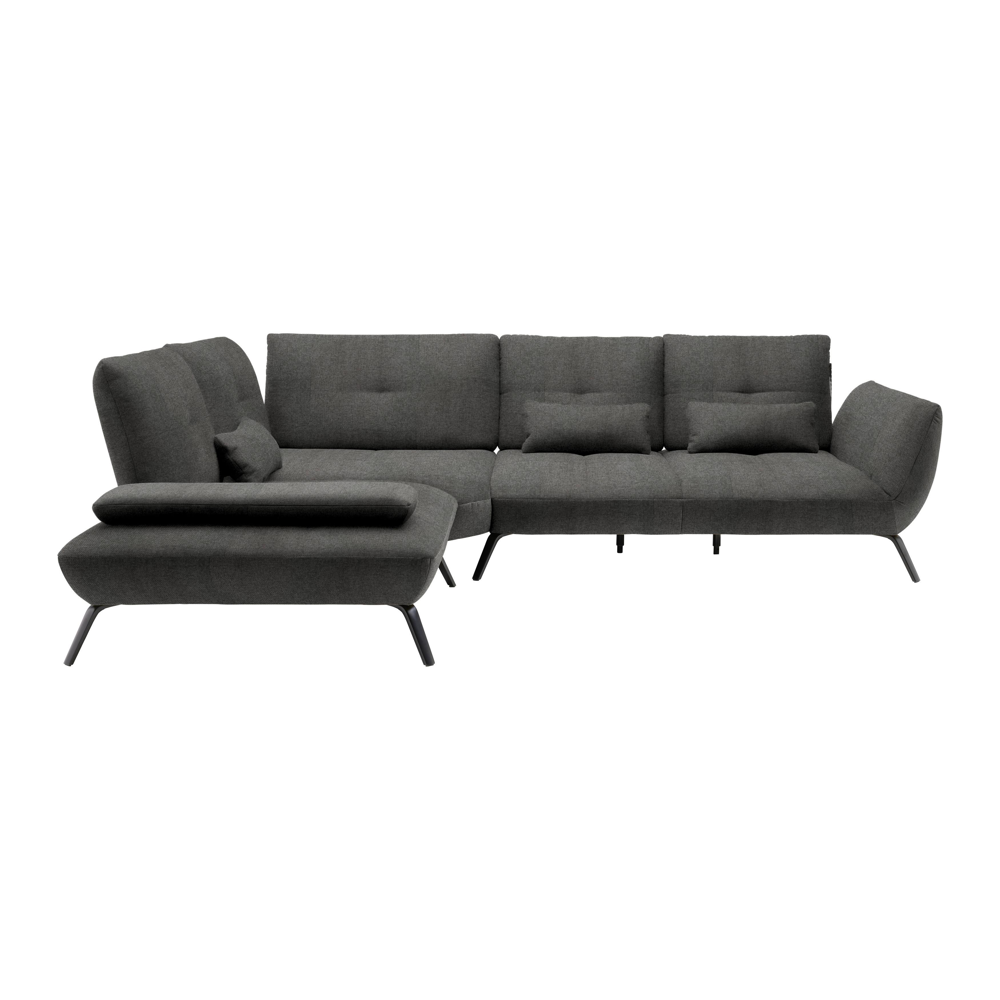 Wohnlandschaft Trendy Anthrazit - Anthrazit/Schwarz, MODERN, Holzwerkstoff/Textil (250/93/310cm) - Premium Living
