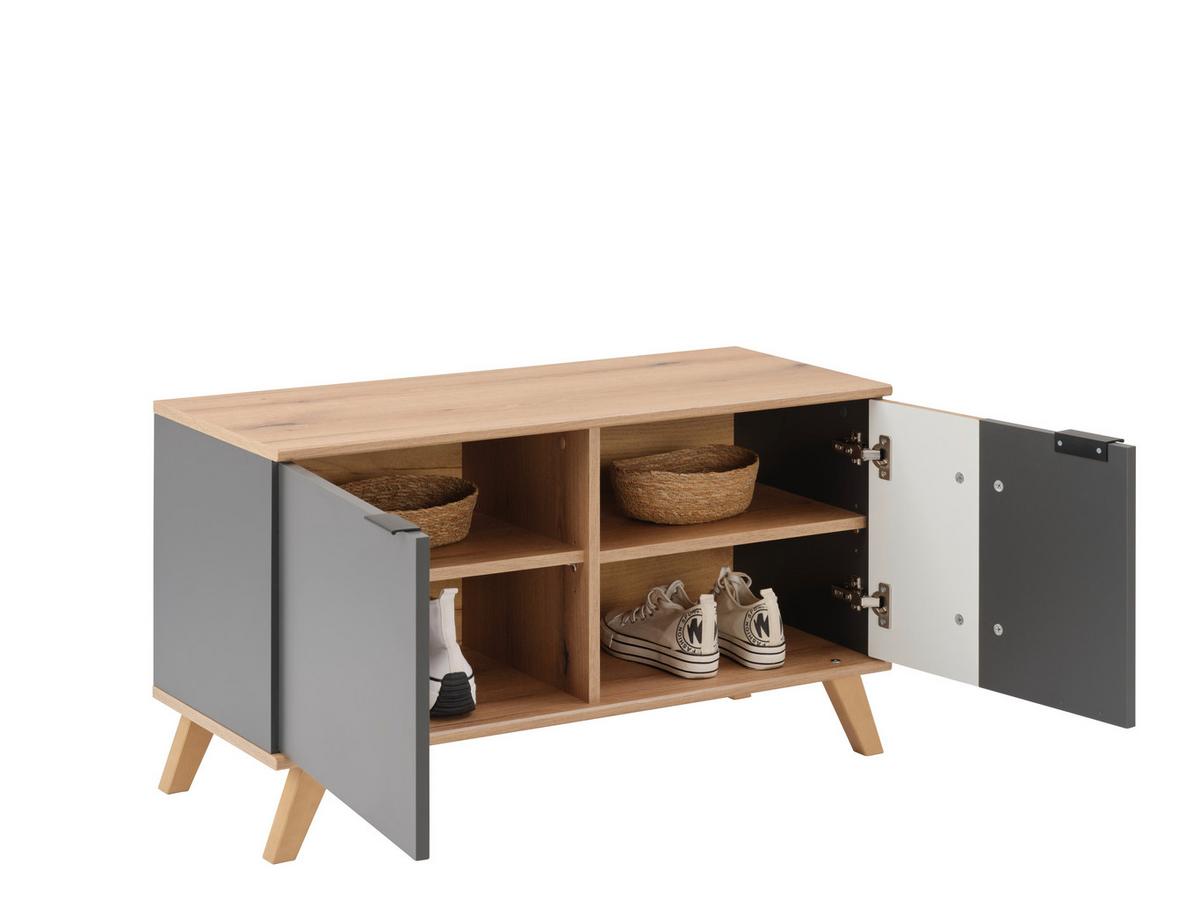 Bancă pentru hol CLEVER - culoare lemn stejar/antracit, Modern, material pe bază de lemn (90/52/38cm) - Modern Living
