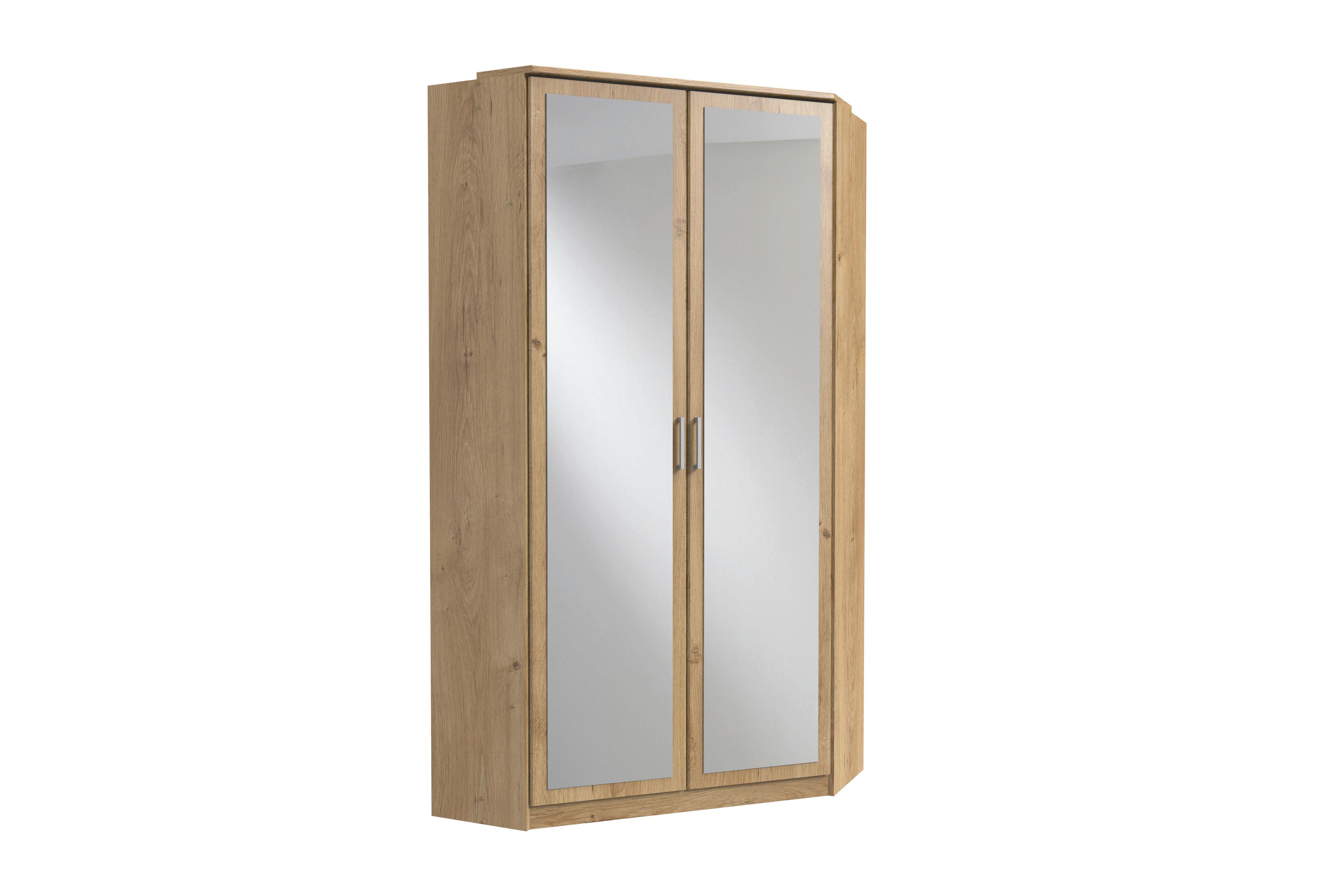 Sarokszekrény Tükörrel Click - tölgyfa színű/alumíniumszínű, Modern, műanyag/faalapú anyag (95/198/95cm)