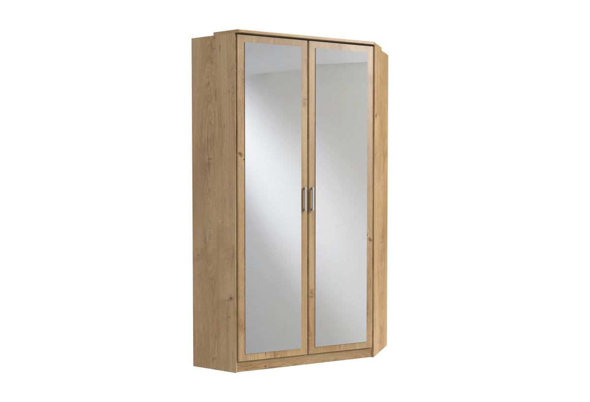 Sarokszekrény Tükörrel Click - tölgyfa színű/alumíniumszínű, Modern, műanyag/faalapú anyag (95/198/95cm)