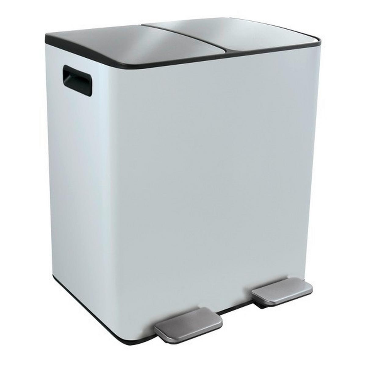 Treteimer Aliya Matt-White - Weiss/Schwarz, Basics, Kunststoff/Metall (45/30/51cm) - Spirella