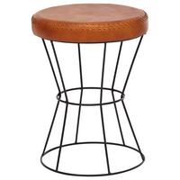 Tabure Hocker - črna/rjava, Moderno, kovina/usnje (35/48/35cm) - MID.YOU