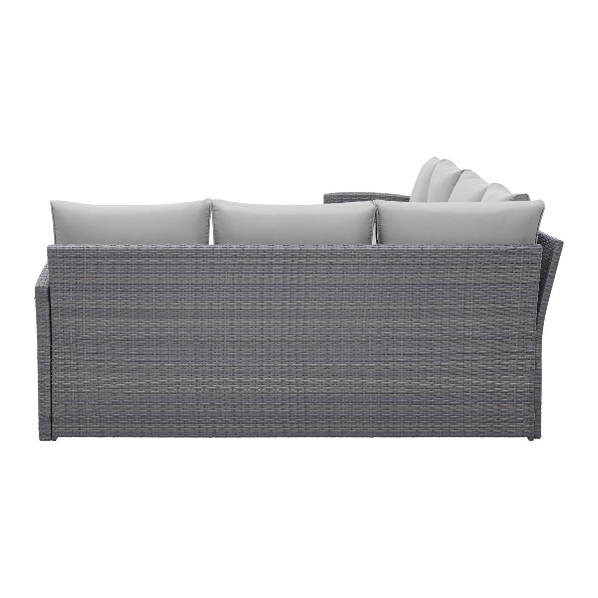 Loungegarnitur-Set Marrakesch 2 Grau aus Kunststoffgeflecht - Hellgrau/Schwarz, Modern, Glas/Kunststoff (240/70/181cm) - Mömax