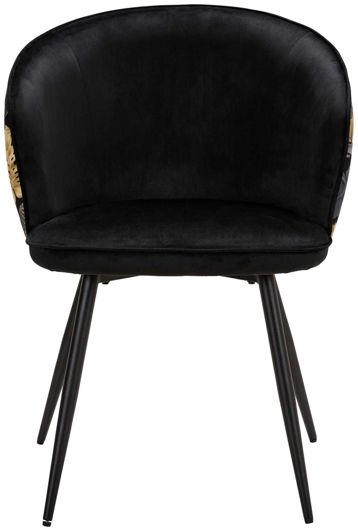 KRZESŁO Z PODŁOKIETNIKAMI CLAUDIA - czarny/kolor złoty, Modern, metal/drewno (60/81/60cm) - MID.YOU