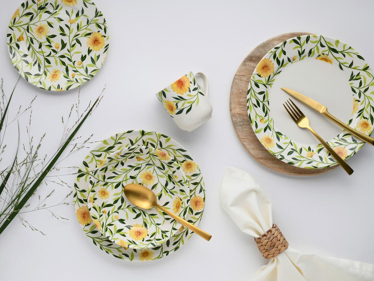 Kombinirani Servis Amarilla, 16-Delni - zelena/bela, Basics, keramika - Creatable