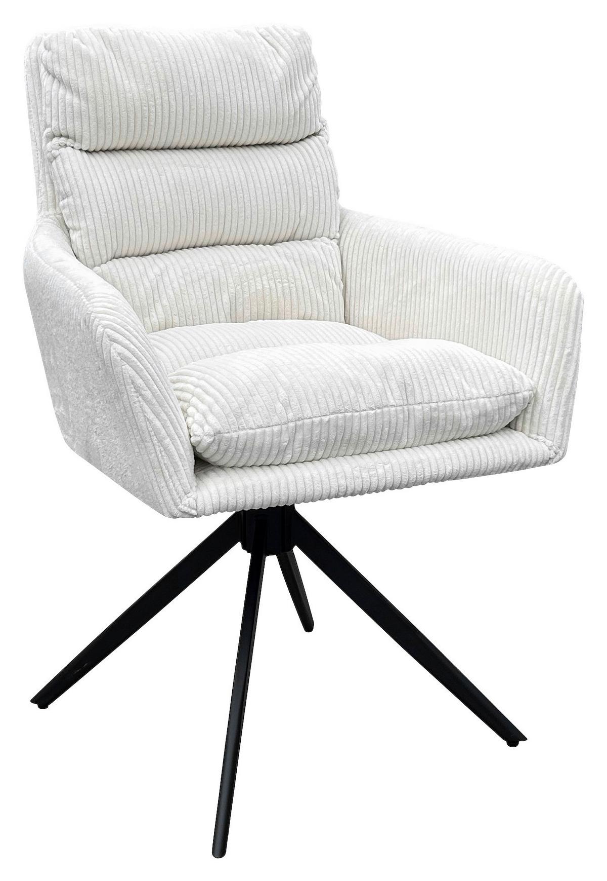 Armlehnstuhl-Set Pura 2er-Set Weiß - Schwarz/Weiß, Design, Textil/Metall (58/88/64cm) - MID.YOU