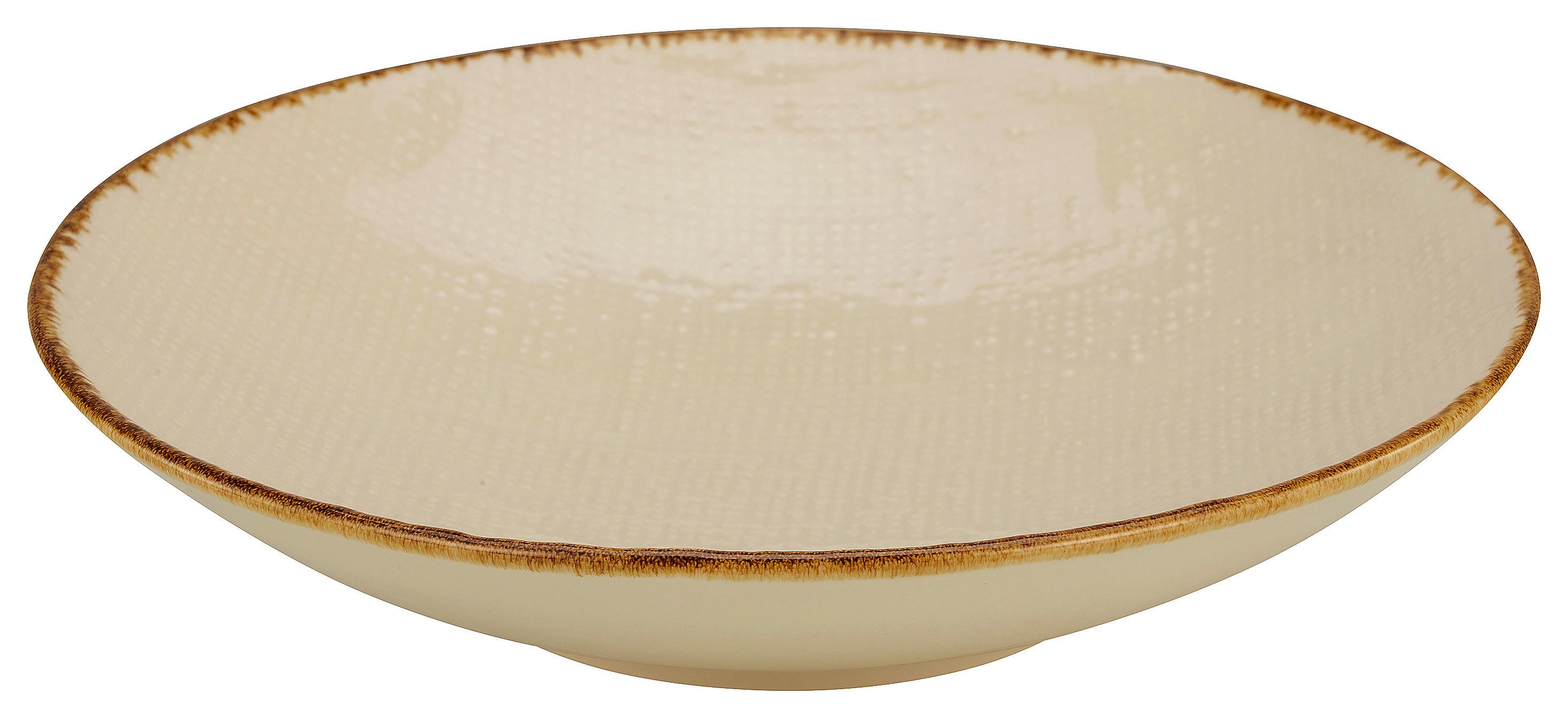 Farfurie adâncă Canvas - alb/crem, ceramică (22/22/5cm) - Premium Living