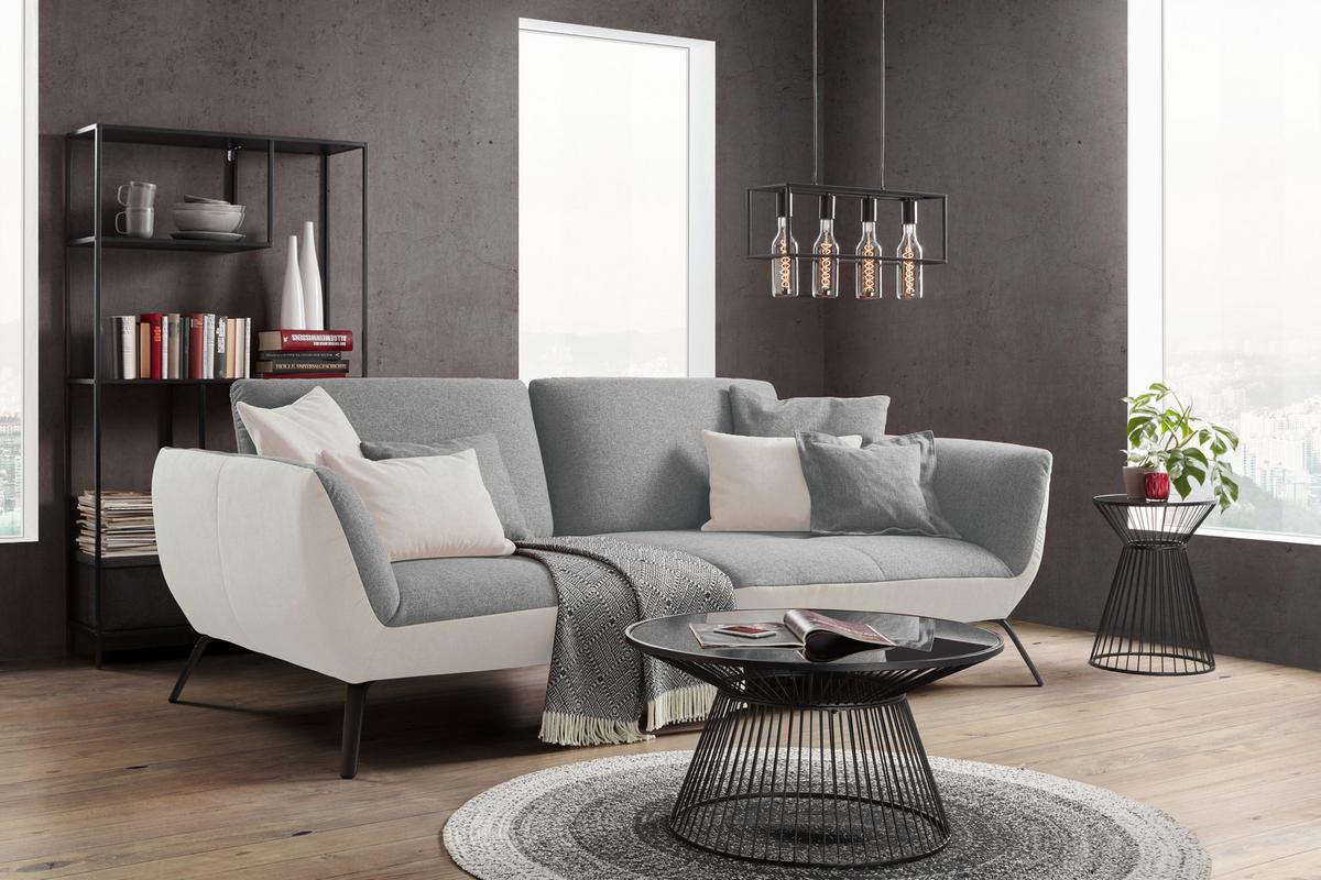 Bigsofa Trendy Silberfarben - Silberfarben/Schwarz, MODERN, Holzwerkstoff (260/93/124cm) - Premium Living