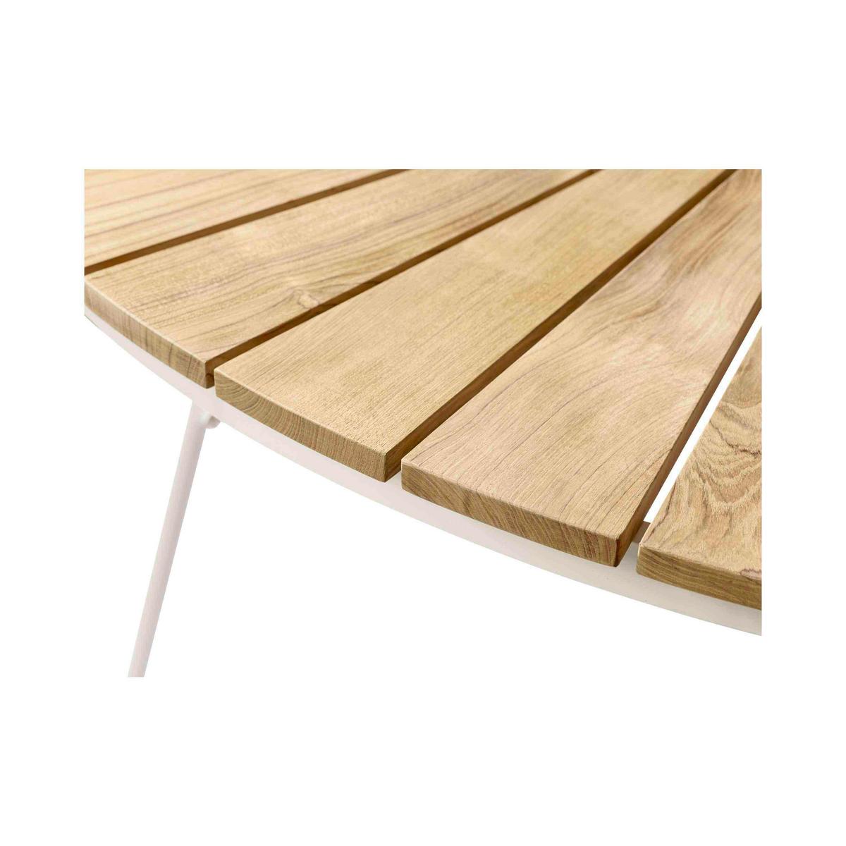 Gartentisch Ellen Weiß/Teak - Weiß Hochglanz/Teakfarben, Natur, Holz/Metall (130/130/74cm) - Gardenson