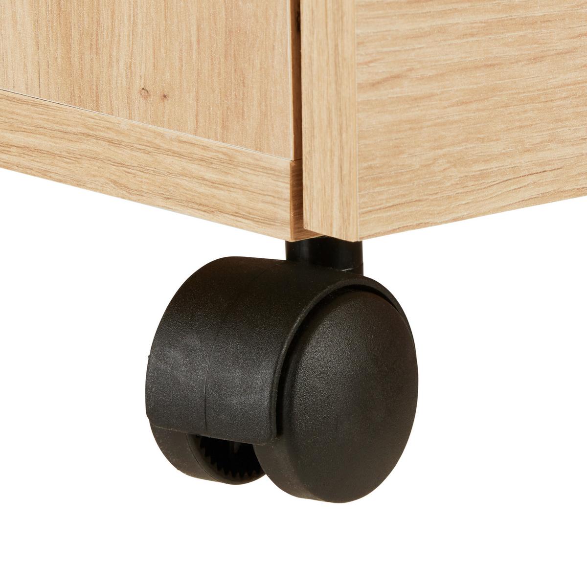 Rollcontainer in Eichefarben - Eichefarben/Silberfarben, Modern, Holzwerkstoff/Kunststoff (45/52/45cm) - Mömax