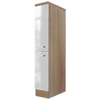 APOTHEKERSCHRANK VALERO DAS-1657 - Edelstahlfarben/Weiß Hochglanz, KONVENTIONELL, Holzwerkstoff/Metall (30/169,5/60cm) - FlexWell