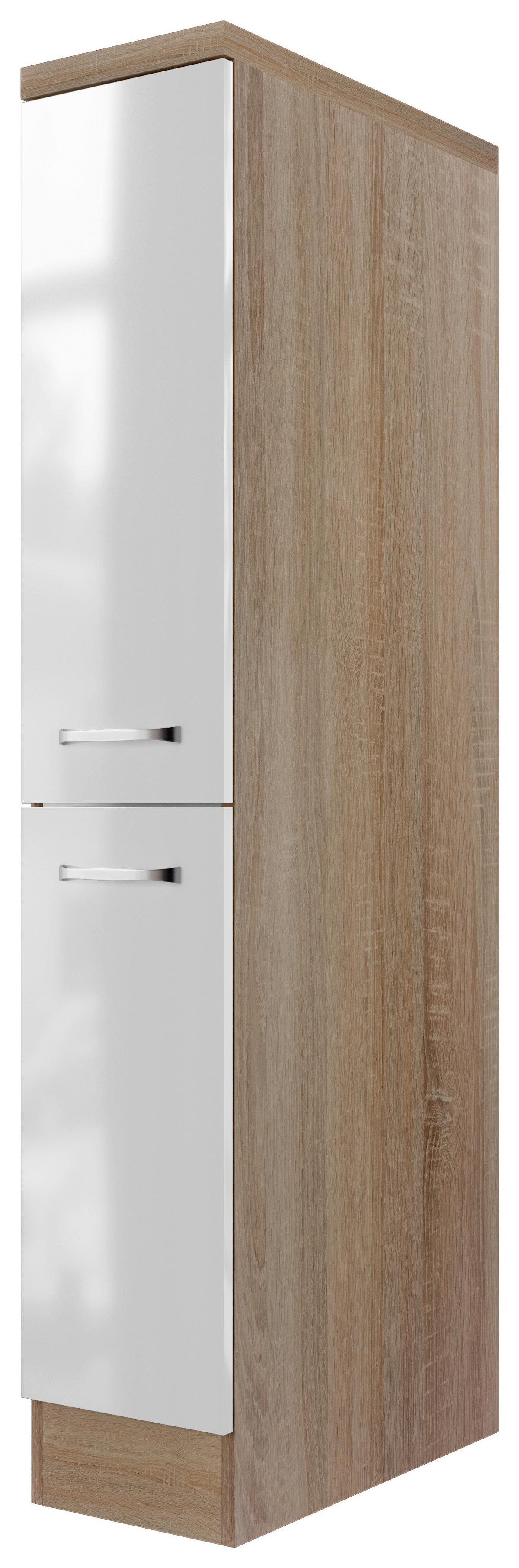 APOTHEKERSCHRANK VALERO DAS-1657 - Edelstahlfarben/Weiß Hochglanz, KONVENTIONELL, Holzwerkstoff/Metall (30/169,5/60cm) - FlexWell