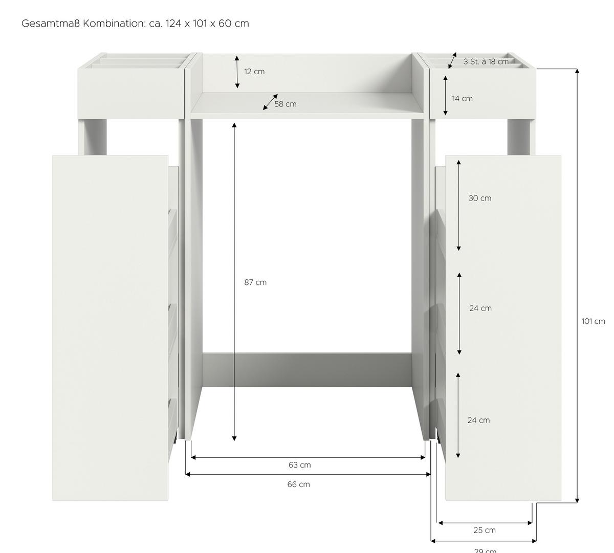 Omarica Za Pralni Stroj Free, Bela - bela, Moderno, leseni material (124/101/60cm) - MID.YOU