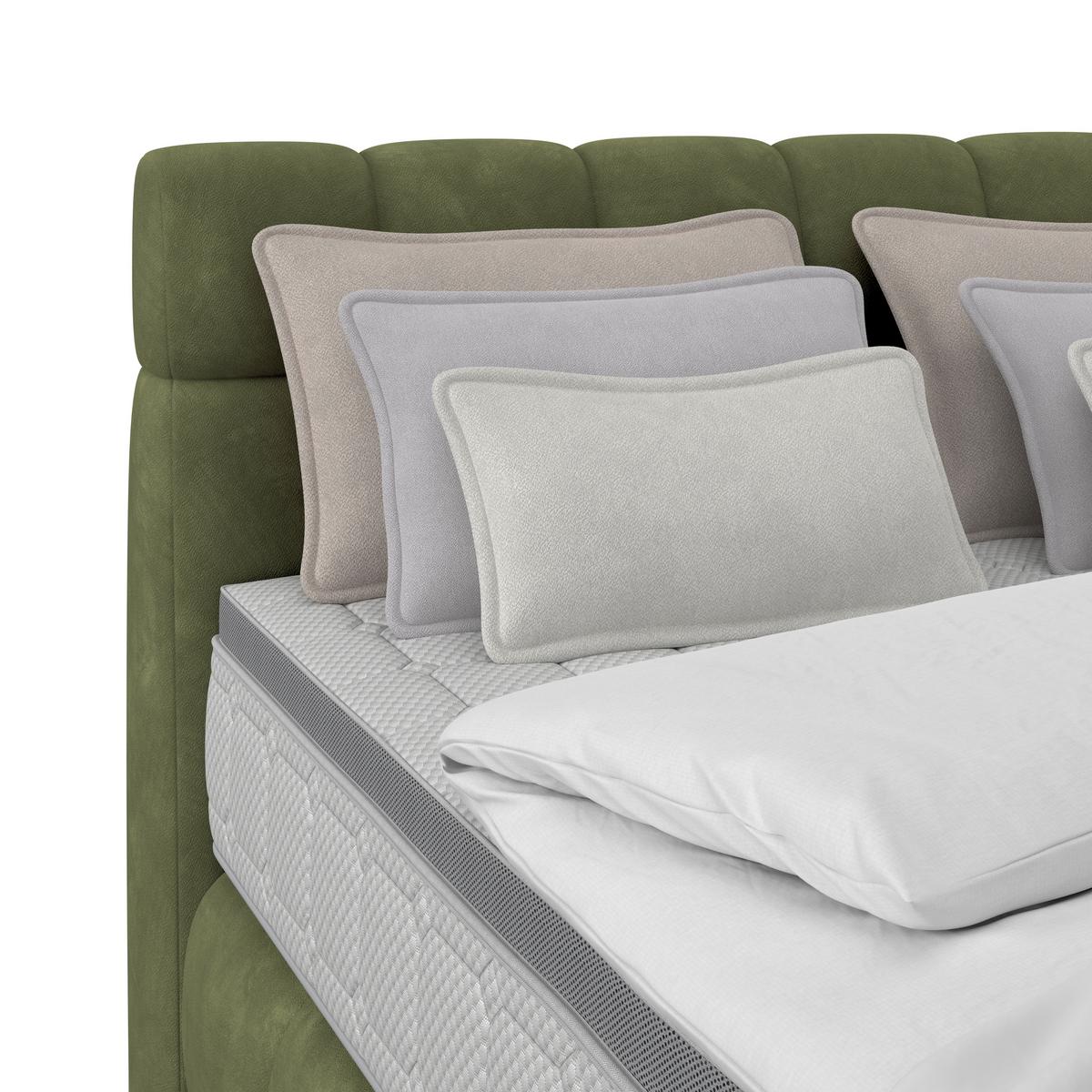 Boxspring Krevet Nobu - tamno zelena/crna, Trend, drvo/tekstil (140/200cm) - Premium Living