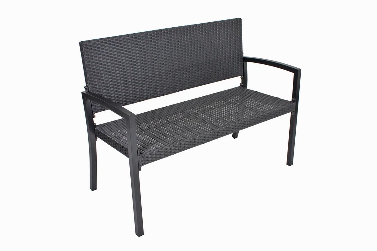 Sitzbank mit Lehne Schwarz Sanremo B:116 cm - Schwarz, Basics, Kunststoff/Metall (116/60/87cm) - Gardenson