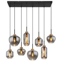 Viseča Svetilka 15549-8h Matt - črna/naravne barve, Design, kovina/umetna masa (105/40/120cm) - Globo