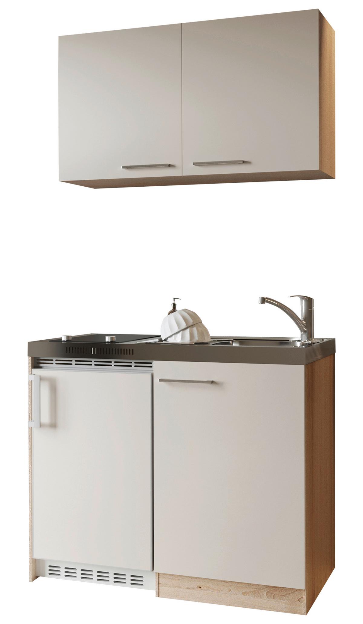 Miniküche Levin m. Geräten B: ca. 100cm Kaschmir - Kaschmir/Eichefarben, Trend, Holzwerkstoff/Kunststoff (100cm) - Respekta