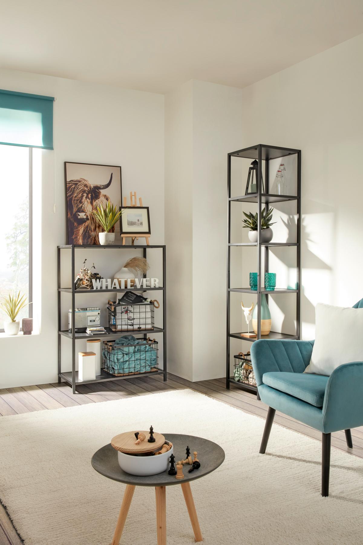 Regal in Schwarz - Schwarz, Modern, Holzwerkstoff/Metall (80/113/40cm) - Mömax