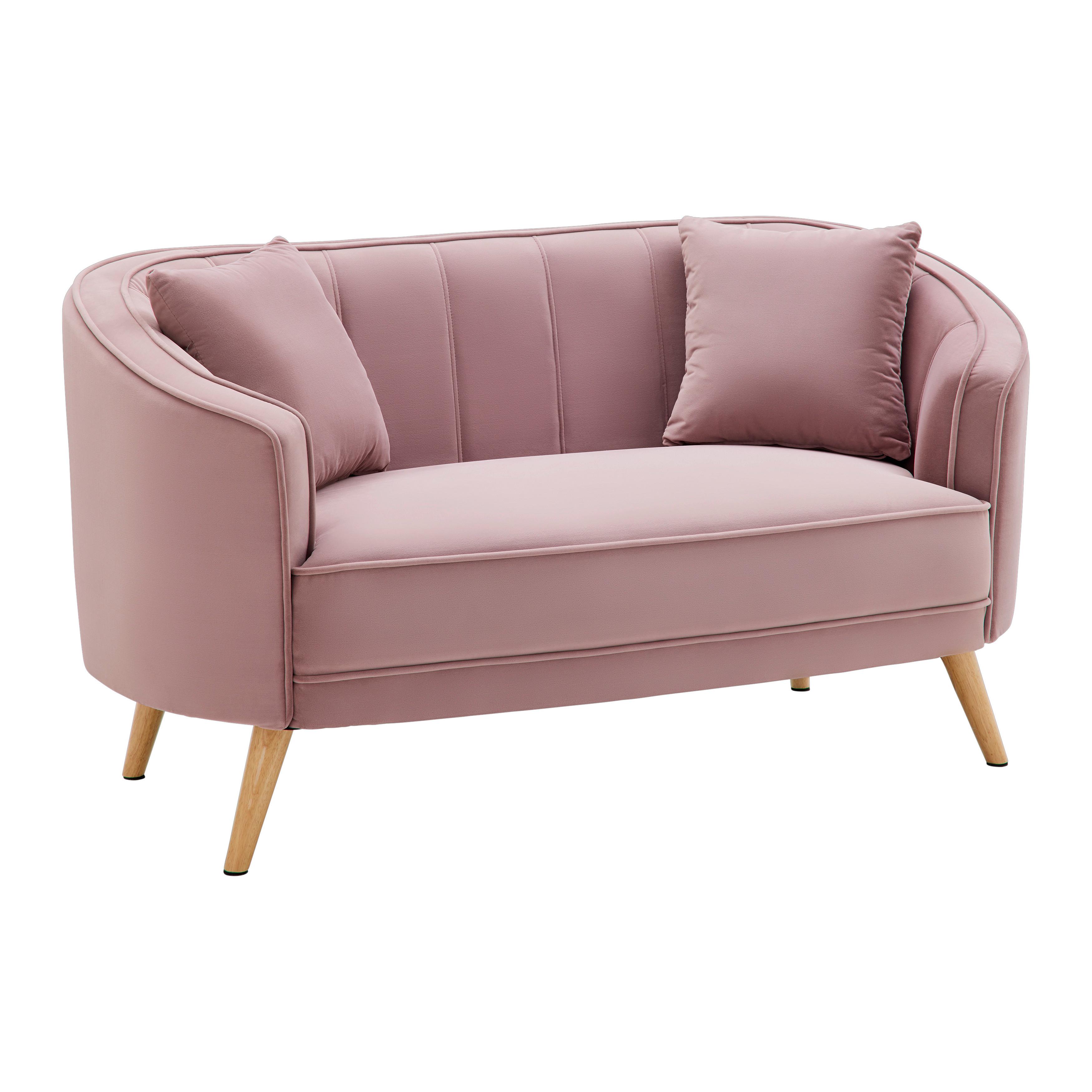 Sofa "Hope", rosa, Samt - Rosa/Naturfarben, MODERN, Holz/Textil (141/77/73cm) - Bessagi Home