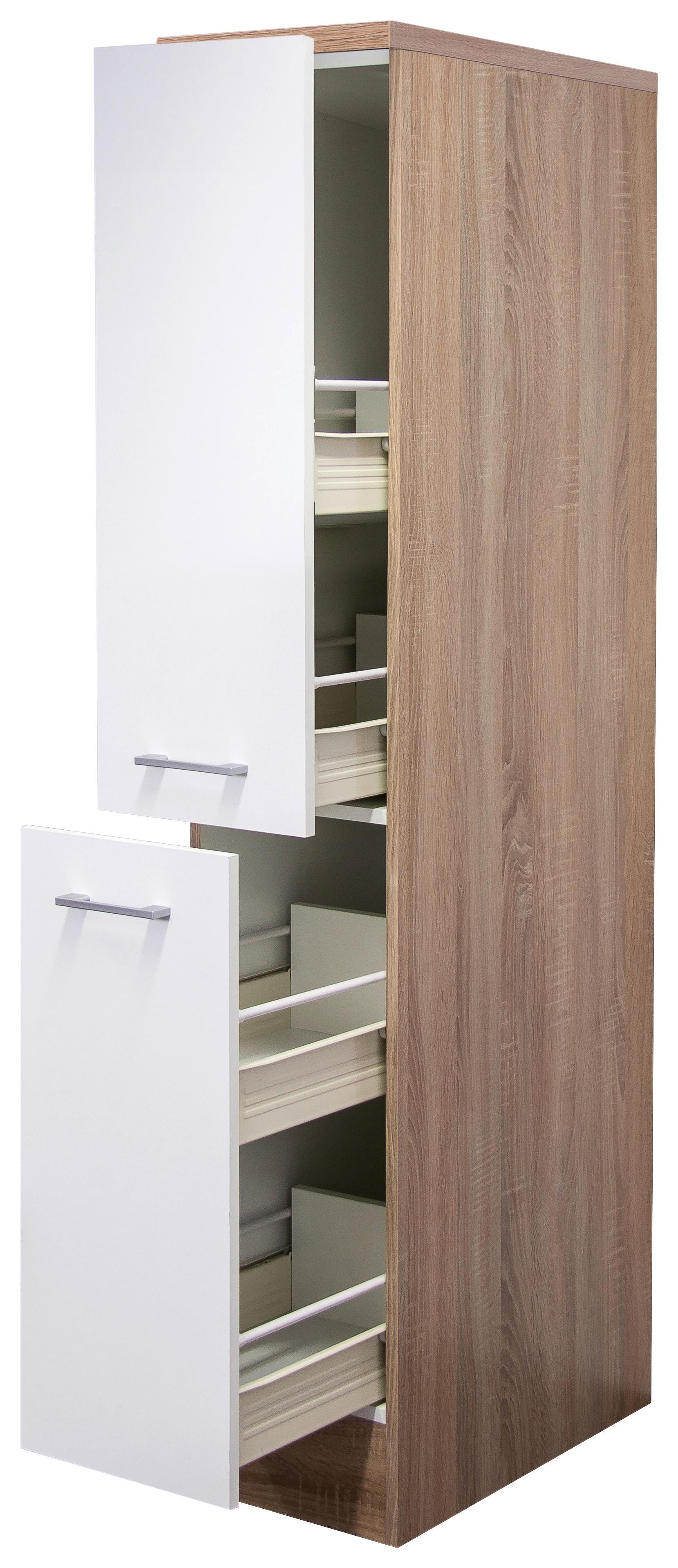 Apothekerschrank Samoa Weiß/Sonoma Eiche - Alufarben/Weiß, KONVENTIONELL, Holzwerkstoff/Kunststoff (30/160,6/60cm) - FlexWell