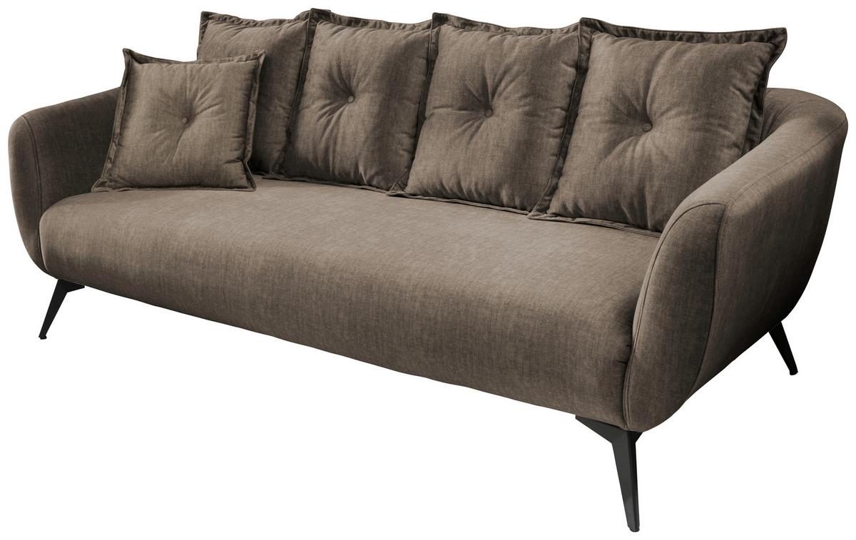 3-Sitzer-Sofa Baggio Braun Velours - Schwarz/Braun, MODERN, Holz/Textil (236/94/103cm) - Livetastic