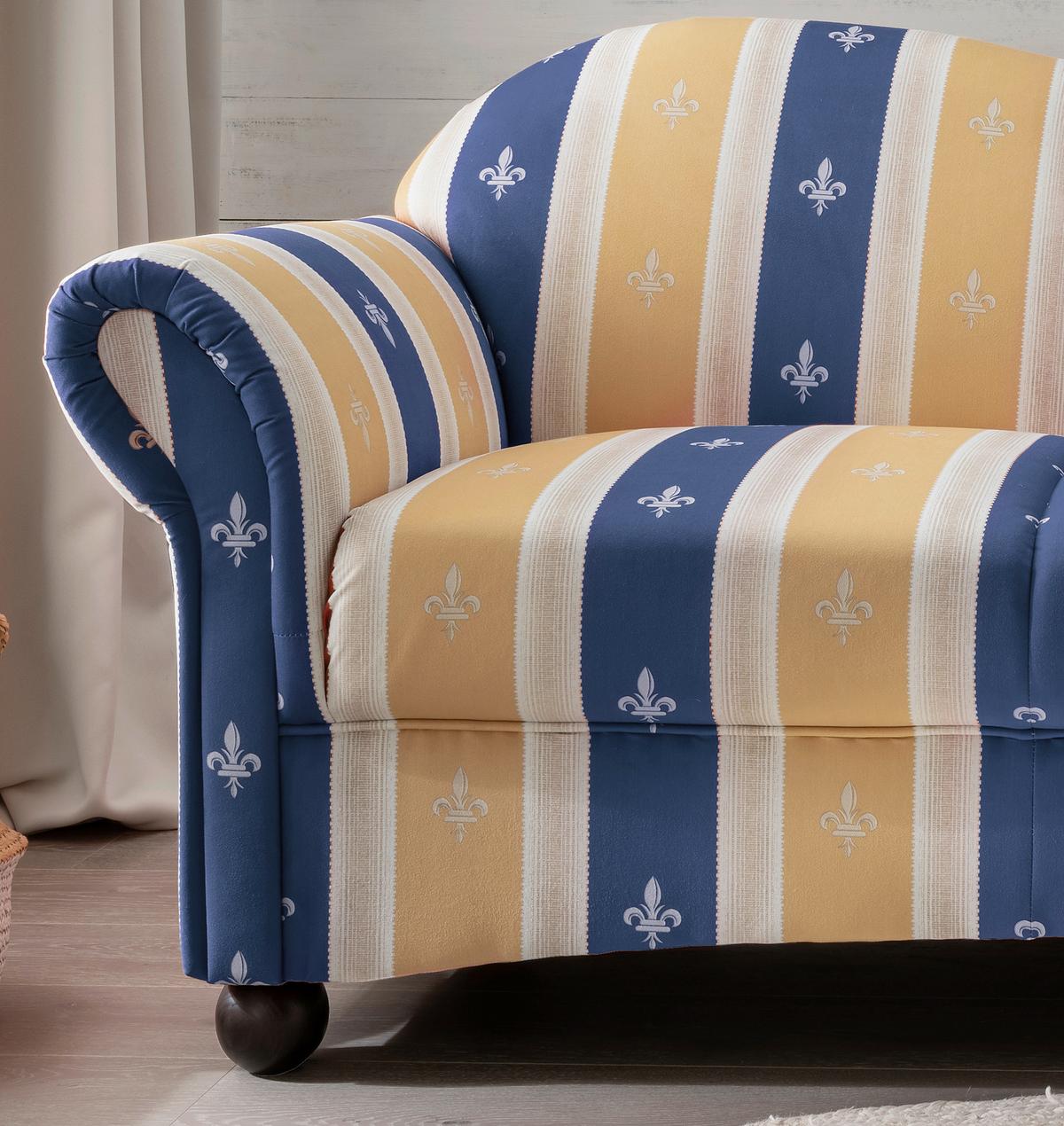 Ottomane Torello Blau Mikrofaser - Blau/Wengefarben, KONVENTIONELL, Holz/Textil (86/84/190cm) - Livetastic