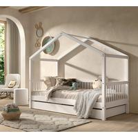 Hausbett FORREST Weiß ca.90x200cm mit Bettschublade - Weiß/Naturfarben, MODERN, Holz (90/200cm) - Vipack