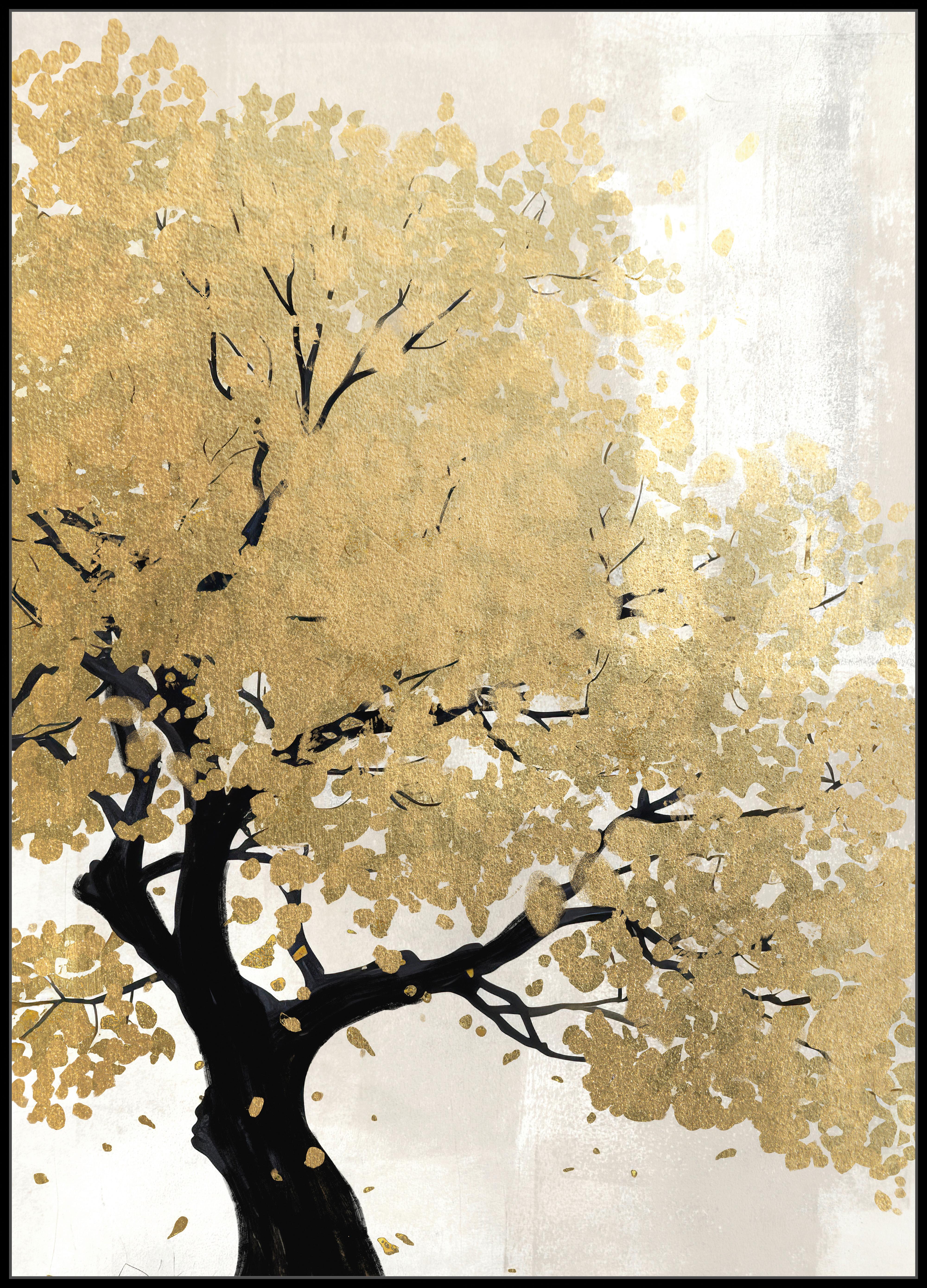 Keilrahmenbild Denise Big Schwarz/Goldfarben - Goldfarben/Schwarz, MODERN, Holzwerkstoff/Kunststoff (100/140cm) - Premium Living