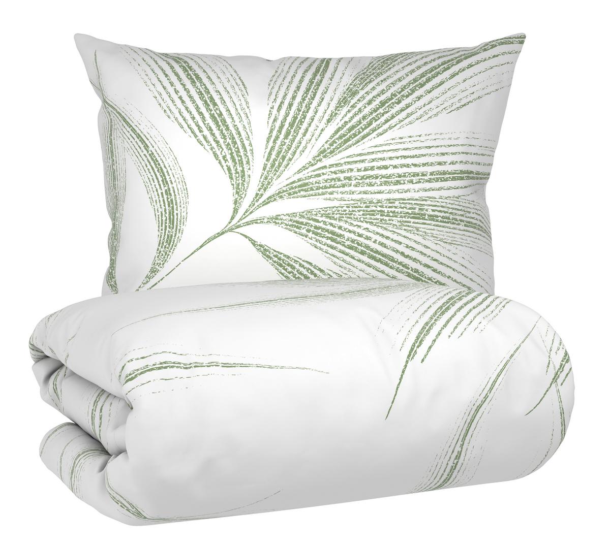 Bettwäsche Melefa Grün/Weiß ca. 140x200cm - Weiß/Grün, KONVENTIONELL, Textil (140/200cm) - Mömax