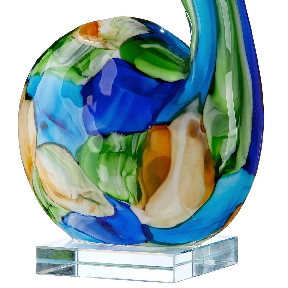 Skulptur Glass Art Blau/Braun/Grün - Blau/Braun, Basics, Glas (23/50/10cm)