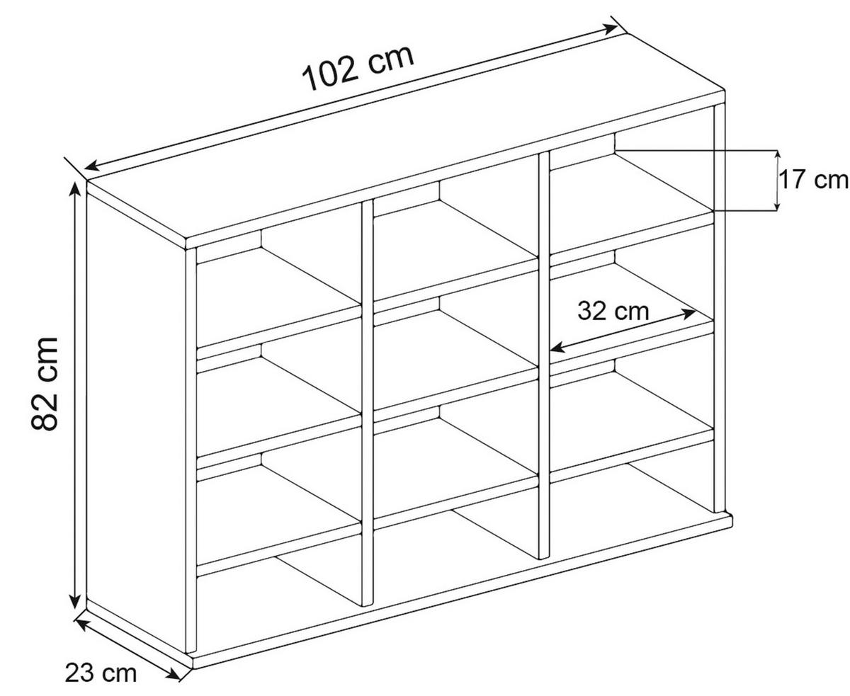 REGAL MEGOSA L - Honigeiche/Schwarz, Design, Holzwerkstoff (102/82/23cm) - MID.YOU