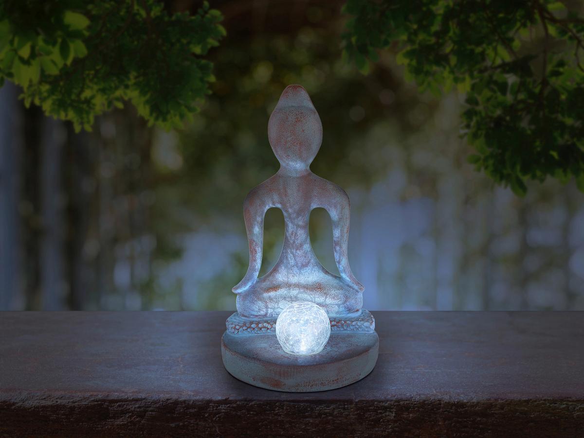 Solarna Svetilka Buddha, S Sijalko - siva/barve brona, Konvencionalno, umetna masa/steklo (17,5/15/30cm) - Globo