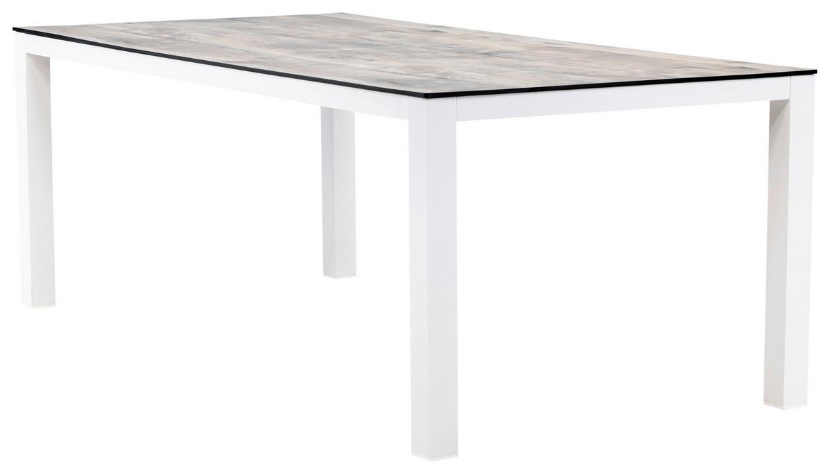 Gartentisch Llama ca. 205x100x75 cm Grau/Weiß - Weiß/Grau, KONVENTIONELL, Kunststoff/Metall (205/100/75cm) - Gardenson