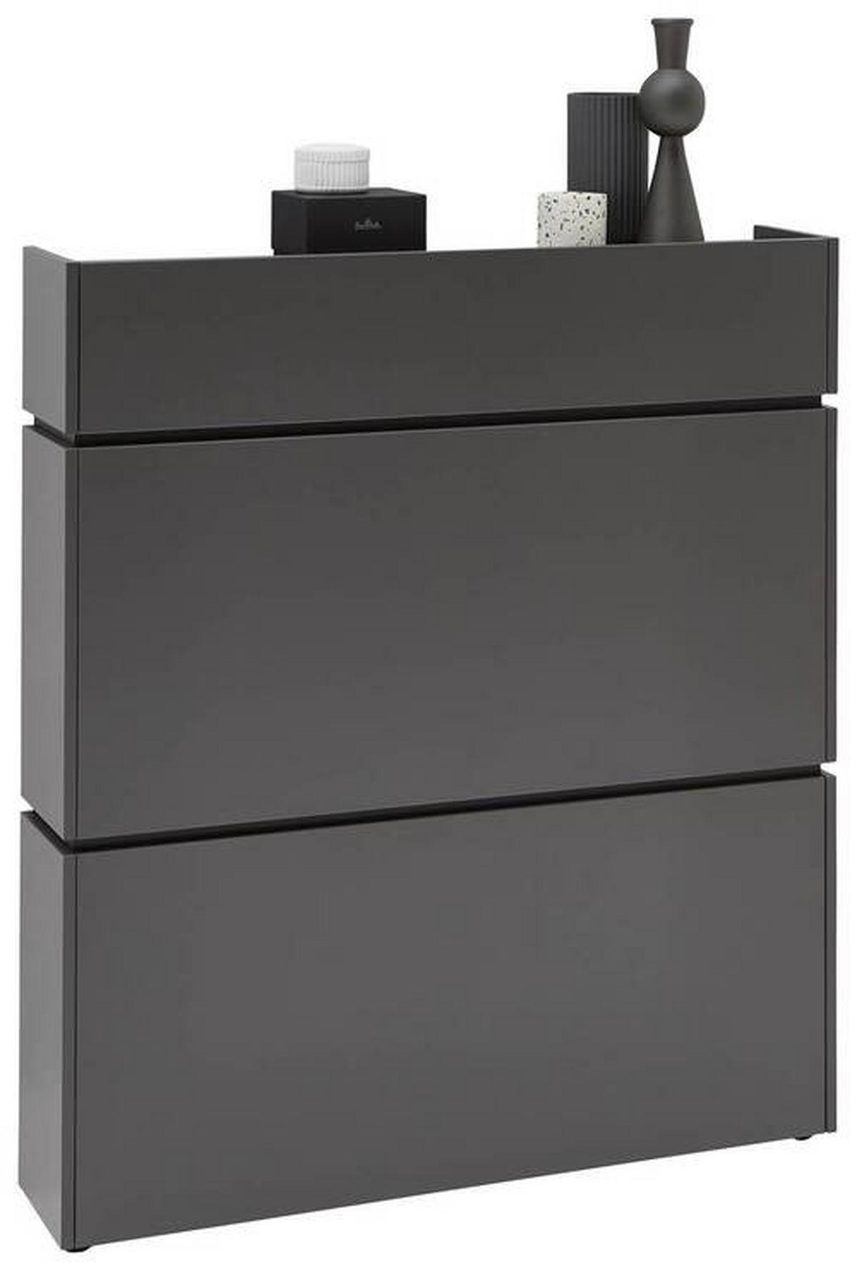 SZAFKA UCHYLNA NA BUTY UNIQUE - czarny/kolor grafitowy, Design, materiał drewnopochodny/tworzywo sztuczne (102/117/22cm) - Voleo