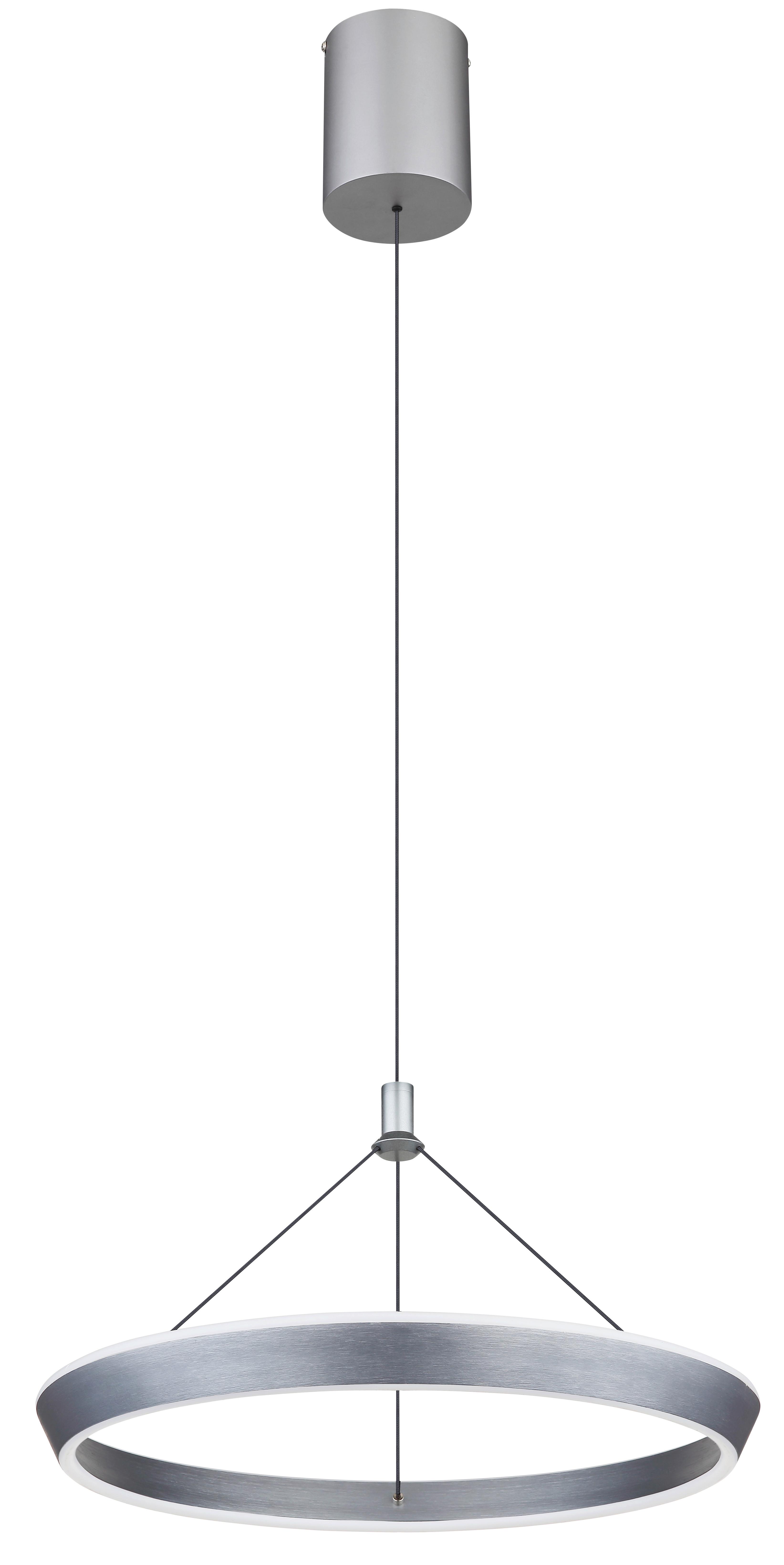 LED-Hängeleuchte Ferra Grau/Opal/Titan max. 40 Watt - Titanfarben/Opal, Design, Kunststoff/Metall (50/200cm) - Globo