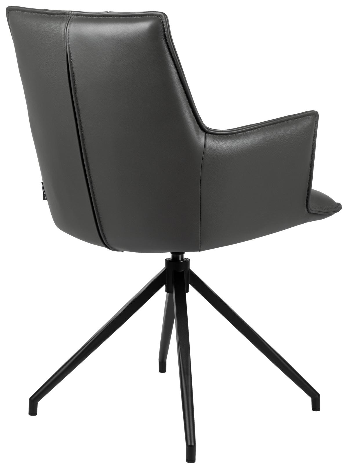 KRZESŁO Z PODŁOKIETNIKAMI OSAKA 5.0 -EXKLUSIV- - antracytowy/czarny, Design, skóra/metal (60/89,5/63cm) - Novel
