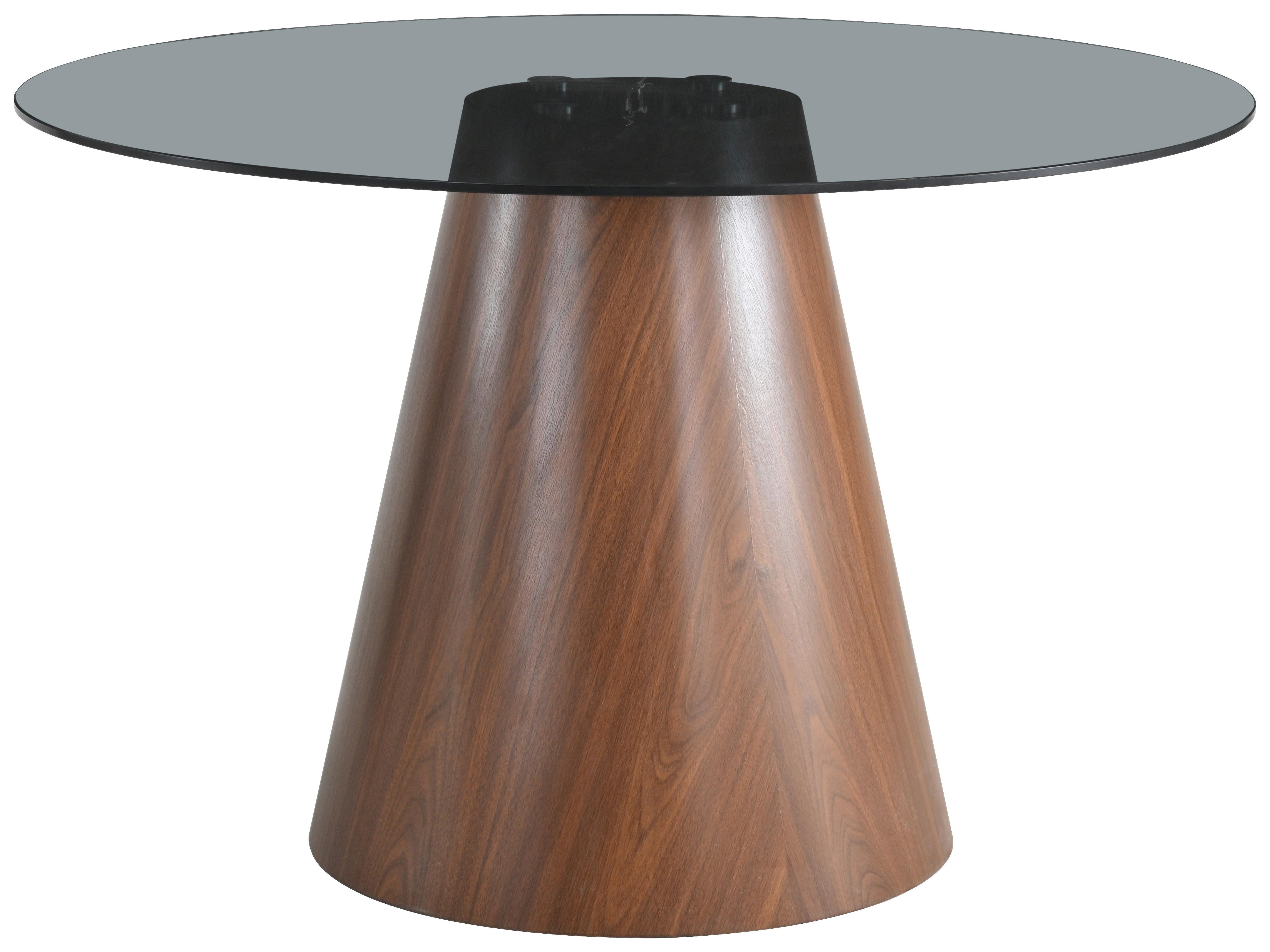 Jedilna Miza Maris, Barva Oreha, Ø 120 - barva oreha/bež, Moderno, steklo/leseni material (120/75cm) - MID.YOU