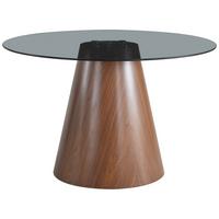 Jedilna Miza Maris, Barva Oreha, Ø 120 - barva oreha/bež, Moderno, steklo/leseni material (120/75cm) - MID.YOU