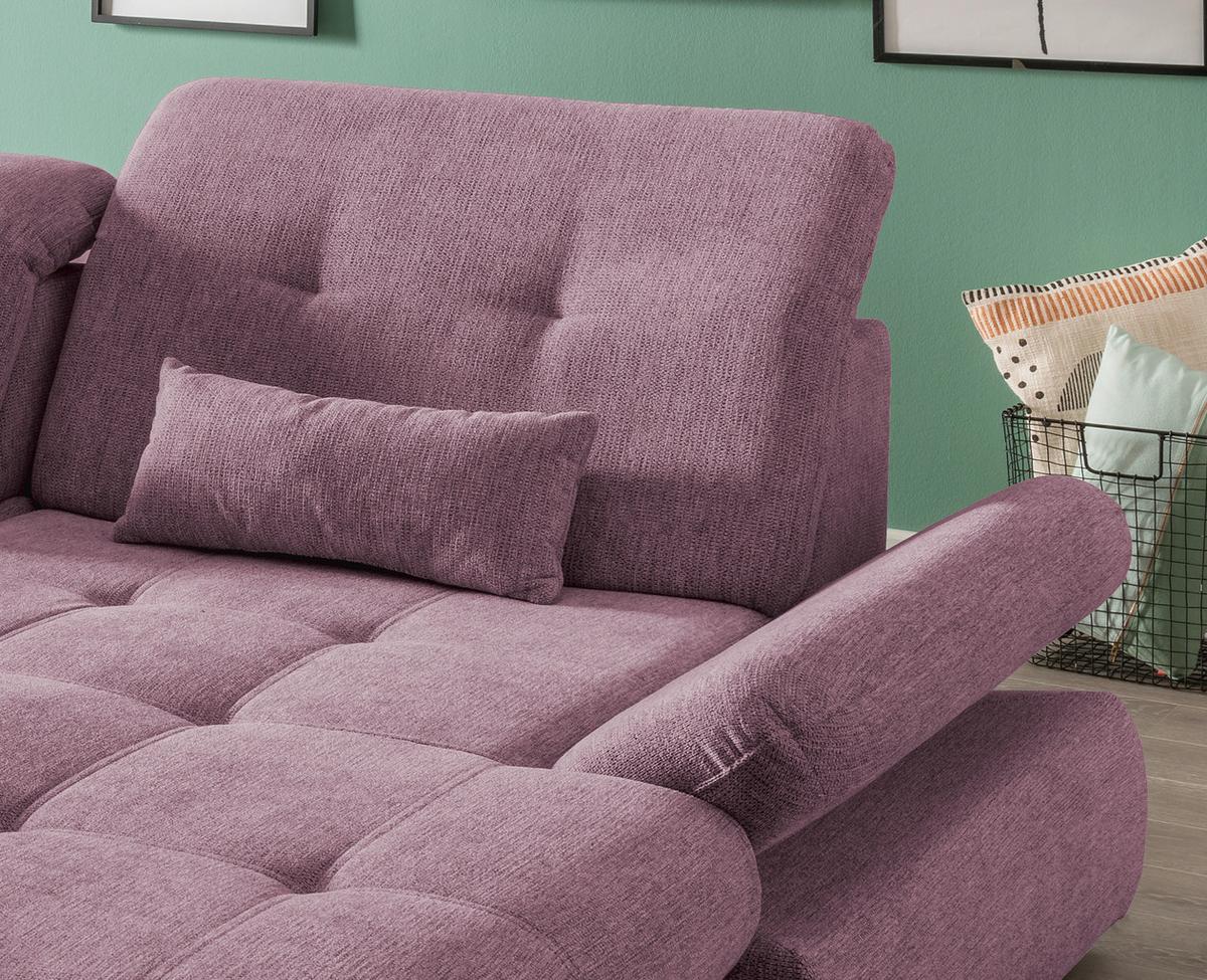 Wohnlandschaft Dalida Brombeere Chenille - Chromfarben/Brombeere, Design, Textil/Metall (300/196cm) - Livetastic