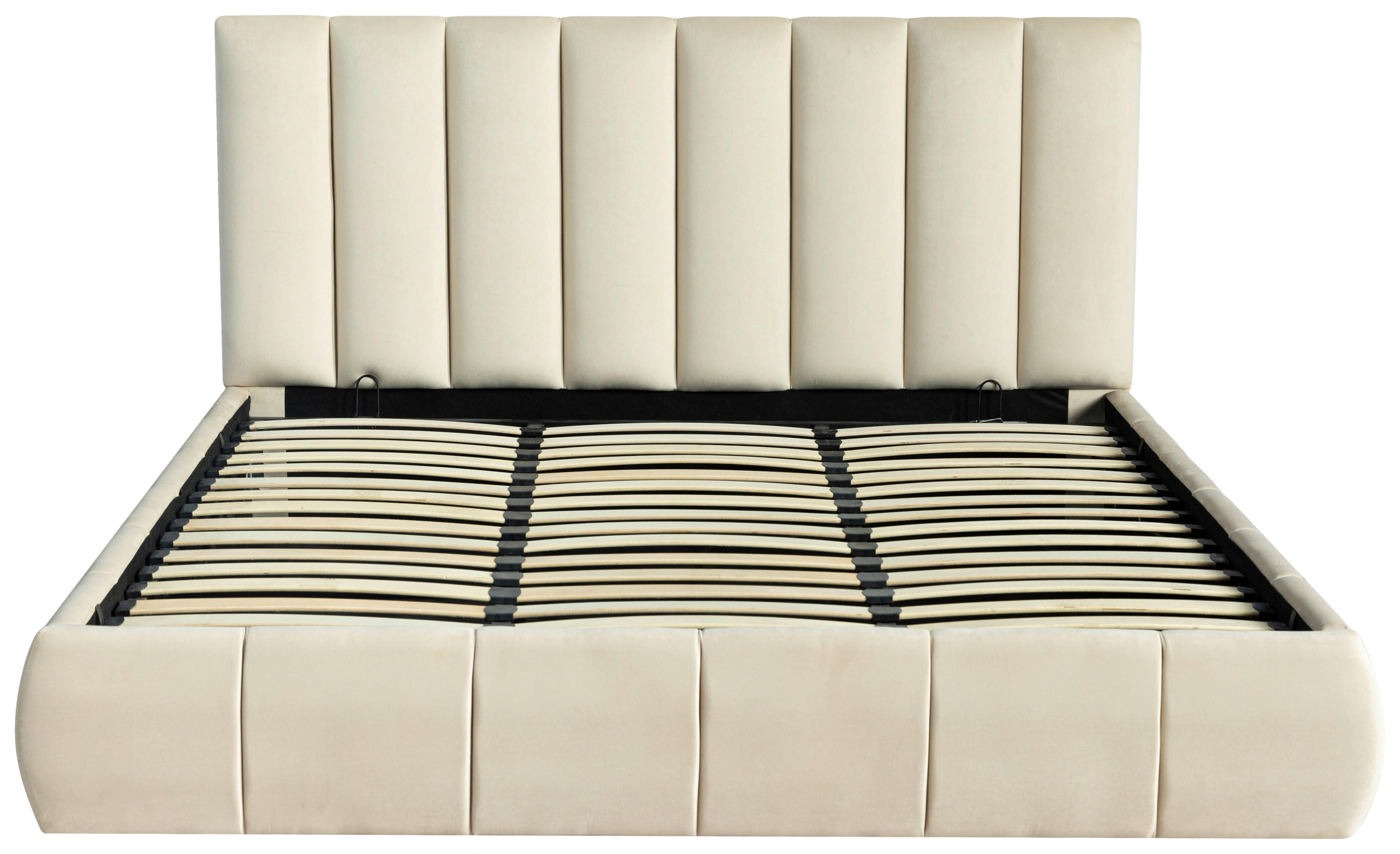 Oblazinjena Postelja Damast, Bež, 180x200cm - črna/bež, Design, kovina/umetna masa (195/110/223cm) - Livetastic