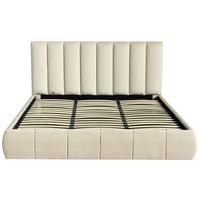 Oblazinjena Postelja Damast, Bež, 180x200cm - črna/bež, Design, kovina/umetna masa (195/110/223cm) - Livetastic