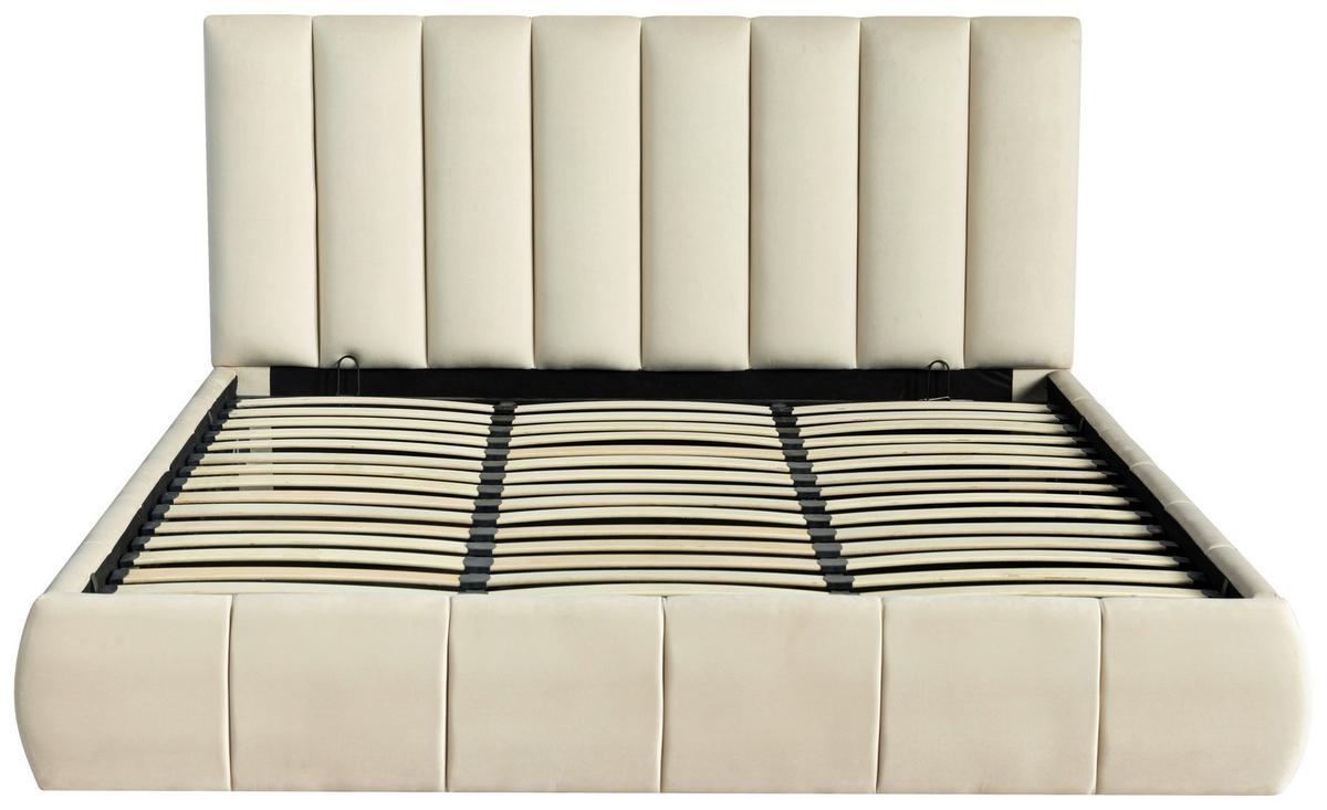 Oblazinjena Postelja Damast, Bež, 180x200cm - črna/bež, Design, kovina/umetna masa (195/110/223cm) - Livetastic