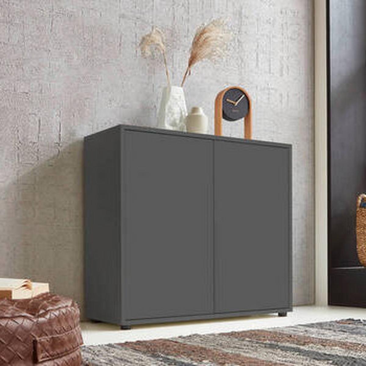 Kommode Mailand Typ 4 Anthrazit - Anthrazit/Schwarz, MODERN, Holzwerkstoff/Kunststoff (79/73/33cm) - MID.YOU