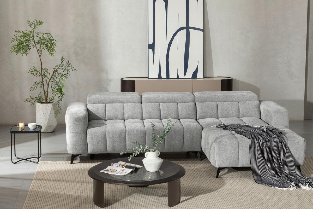 Sarokkanapé Melbourne - szürke, Modern, textil/fa (285/182cm) - Based