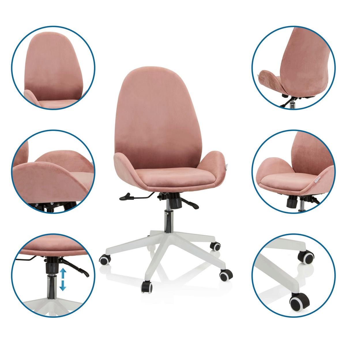 Vrtljivi Stol Avea, Roza - roza/bela, Basics, umetna masa/tekstil (56/104/58cm) - MID.YOU